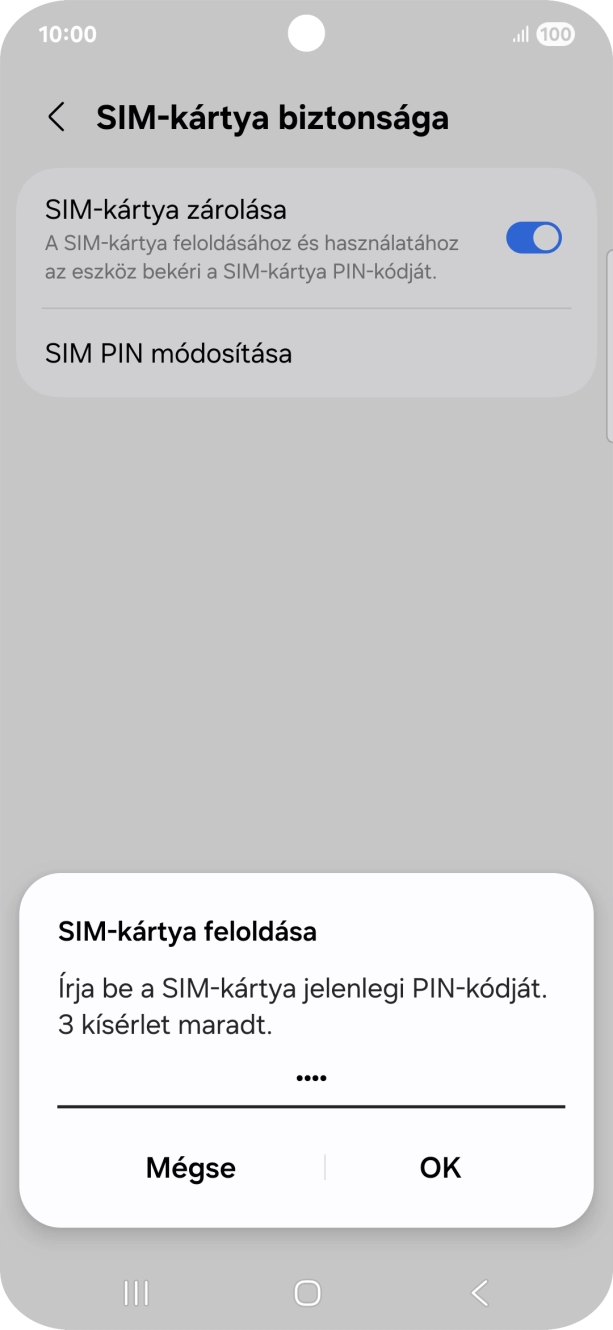 Írd be a PIN-kódot, és válaszd az OK lehetőséget.