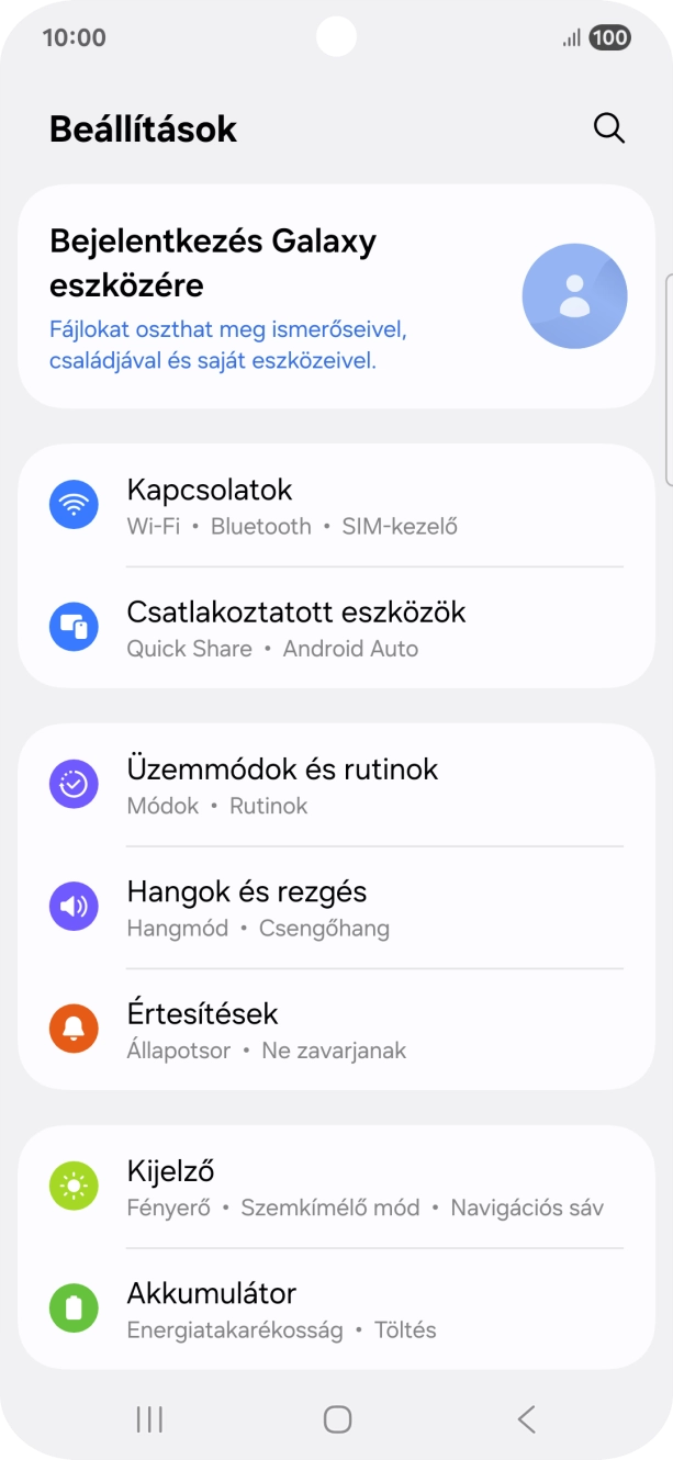 Válaszd a Kapcsolatok lehetőséget.