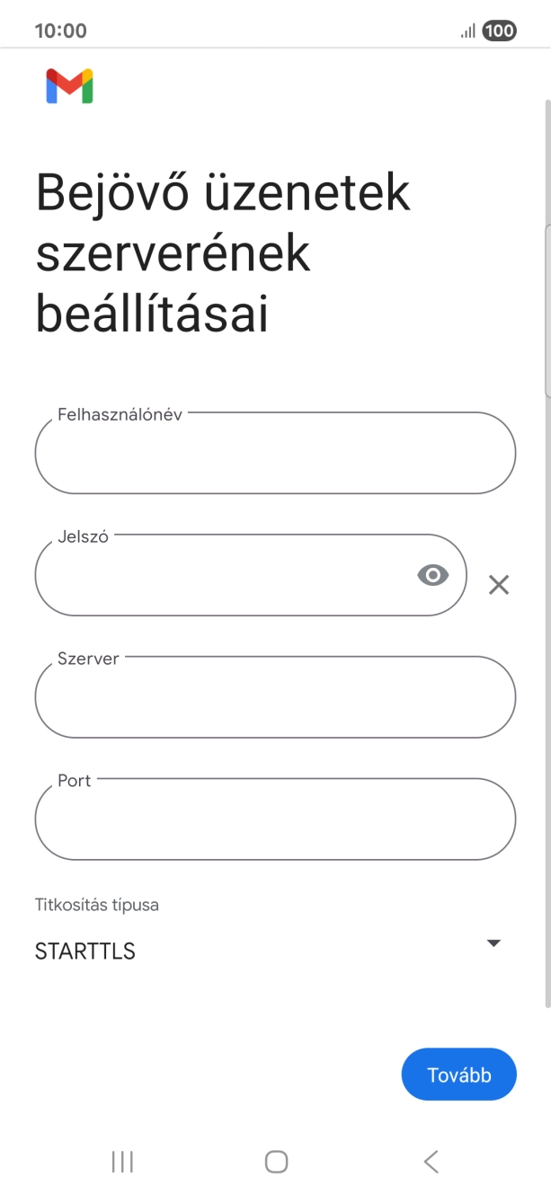 Kattints a „Felhasználónév” alatti mezőre, és írd be az e-mail-fiókodhoz tartozó felhasználónevet.