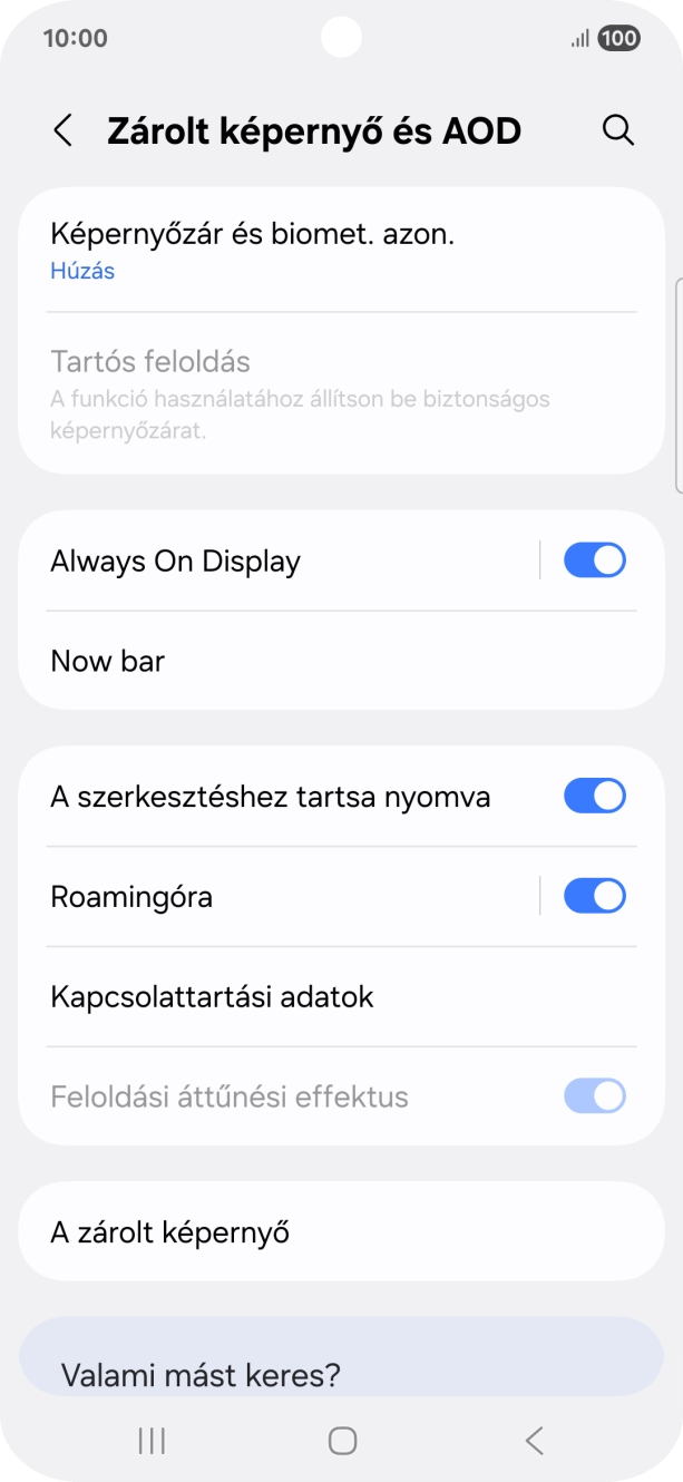 Válaszd a Képernyőzár és biomet. azon. lehetőséget.