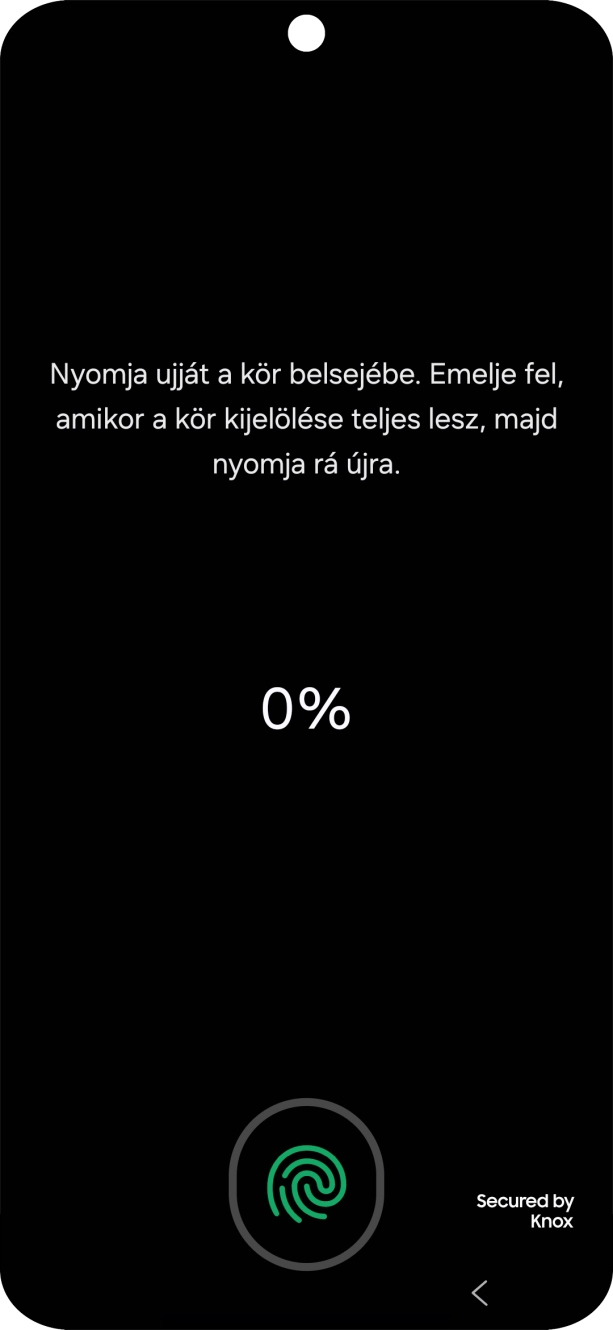Kövesd a kijelzőn megjelenő utasításokat képernyőzár létrehozásához ujjlenyomattal.