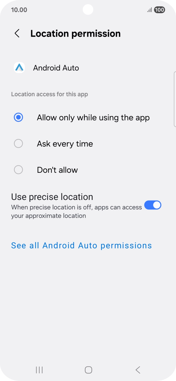 Press the required setting. Press the required setting.