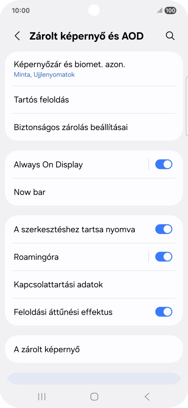 Válaszd a Képernyőzár és biomet. azon. lehetőséget, és írd be az extra képernyőzárkódot, amit korábban már beállítottál.