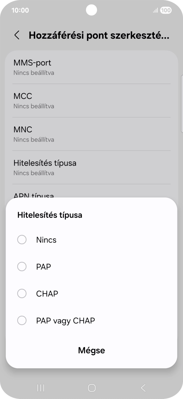 Válaszd a PAP lehetőséget.