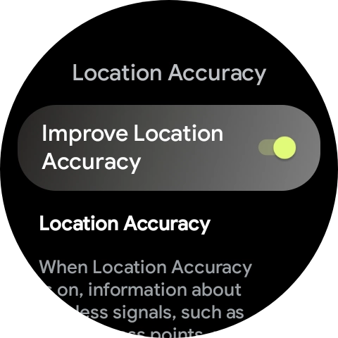If you press the indicator next to 'Improve Location Accuracy' to turn off the function, your phone can find your exact position using the GPS satellites but it may take longer as there is no access to supplementary information from the mobile network or nearby WiFi networks.