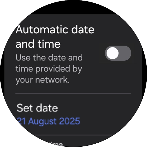 Press the indicator next to 'Automatic date and time' to turn on the function.