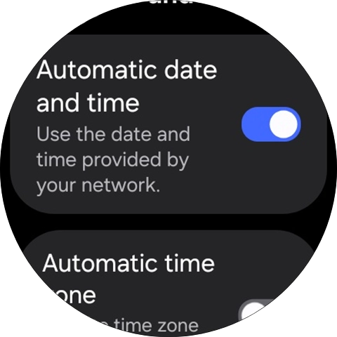 Press the indicator next to 'Automatic date and time' to turn off the function.