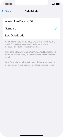 Press the required setting. Press the required setting.
