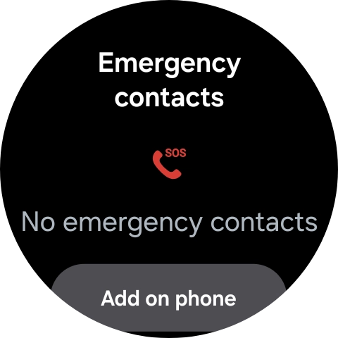 Press Add on phone and follow the instructions on your phone to set your emergency contacts. Press Add on phone and follow the instructions on your phone to set your emergency contacts.