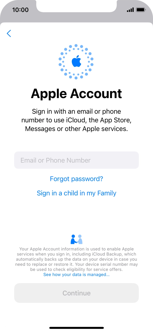 Press Email or Phone Number and key in the username for your Apple ID.