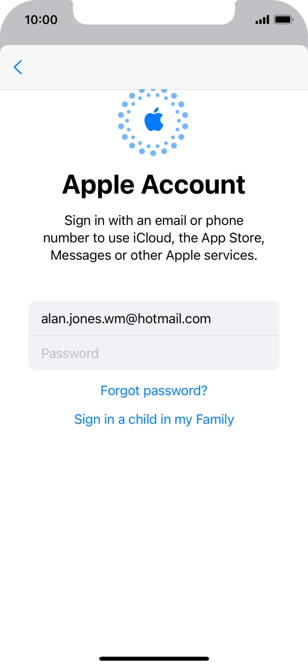 Press Password and key in the password for your Apple ID.