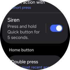 Press the indicator next to 'Siren' to turn the function on or off.