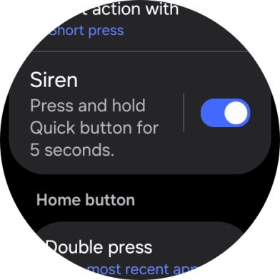Press the indicator next to 'Siren' to turn the function on or off.