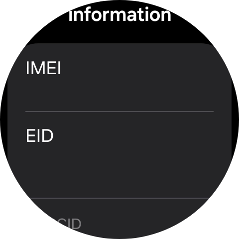 Your smartwatch's EID number is displayed below EID.