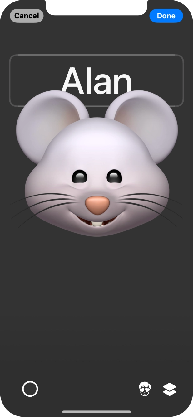 Press the name field and follow the instructions on the screen to select the required font and colour for your name on the Contact Poster. Press the name field and follow the instructions on the screen to select the required font and colour for your name on the Contact Poster.