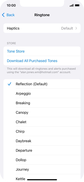 Press the different ring tones to hear them.