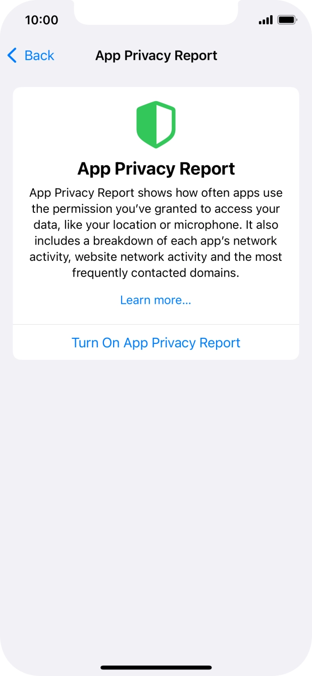 Press Turn On App Privacy Report to turn on the function.