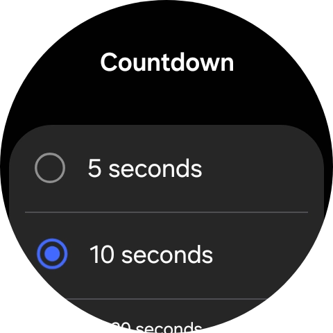 Press the required setting to choose how long the countdown should be before your smartwatch calls the emergency dispatch centre when a hard fall is detected. Press the required setting to choose how long the countdown should be before your smartwatch calls the emergency dispatch centre when a hard fall is detected.