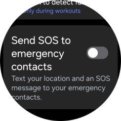 Press the indicator next to 'Send SOS to emergency contacts' to turn the function on or off.