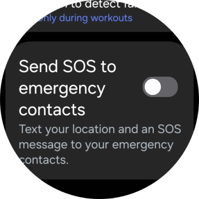 Press the indicator next to 'Send SOS to emergency contacts' to turn the function on or off.