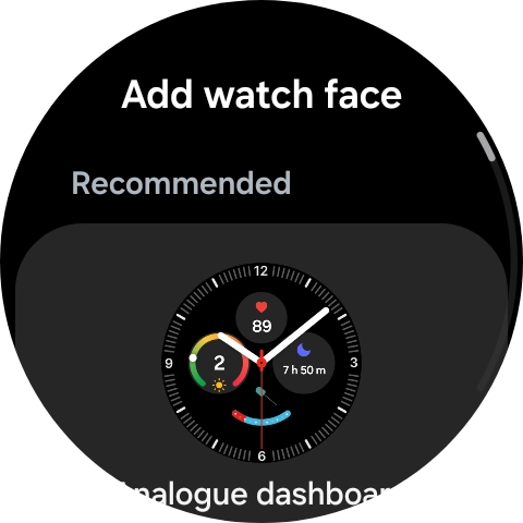 Slide your finger up or down to see the available watch faces.