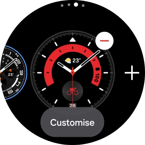 Press the required watch face.