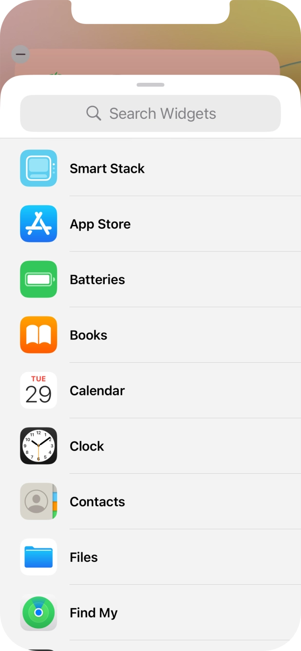 Press the required widget. Press the required widget.