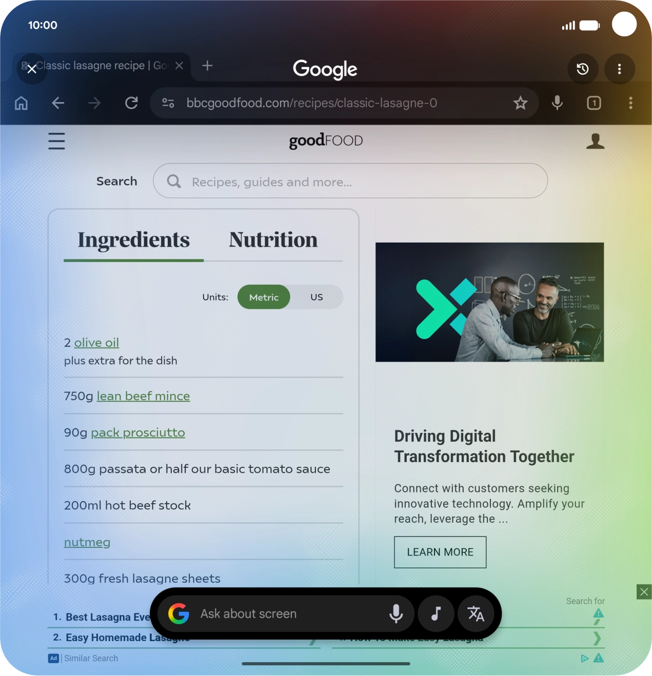 Press the music icon to start searching.
