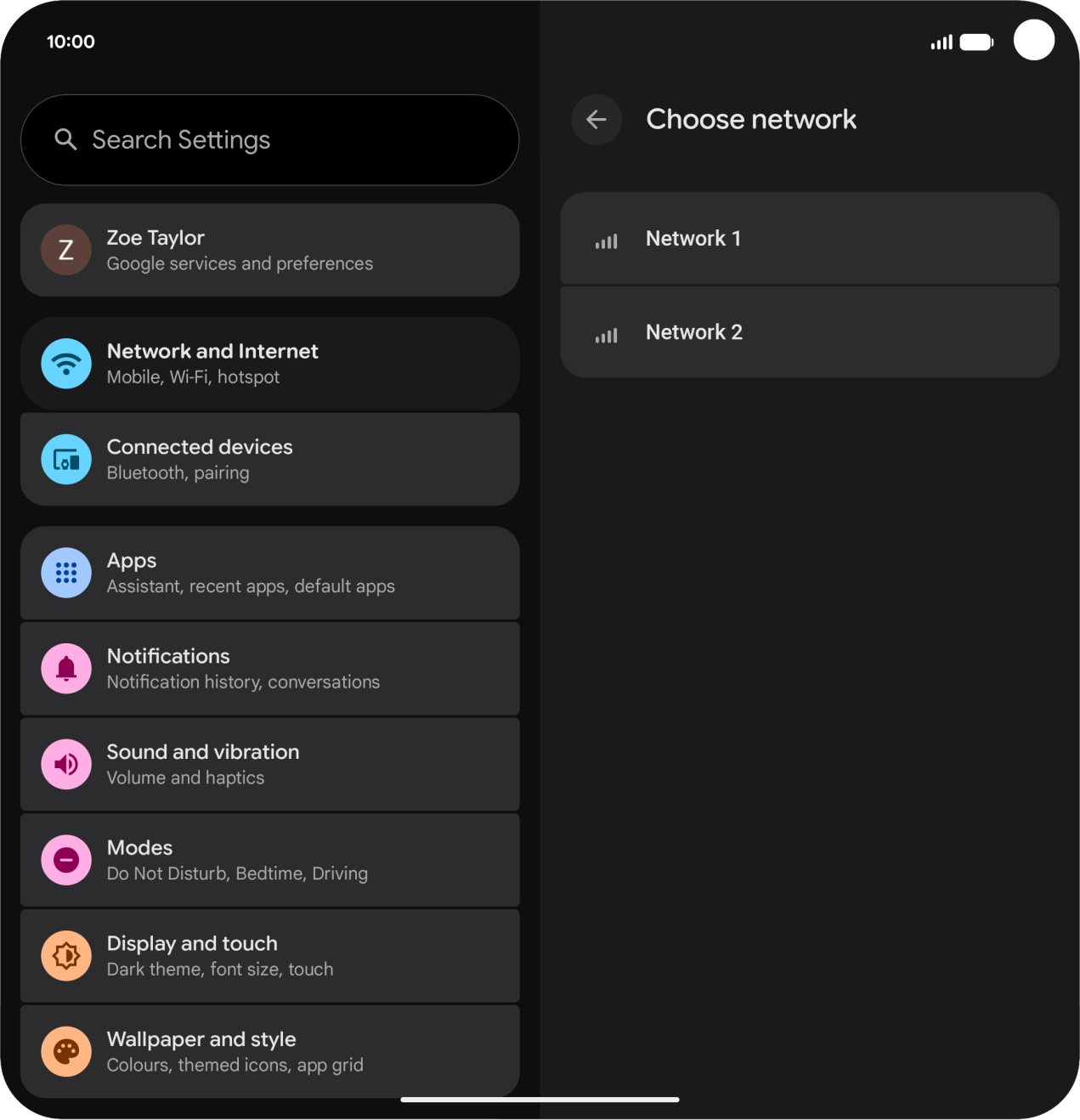Press the required network. Press the required network.