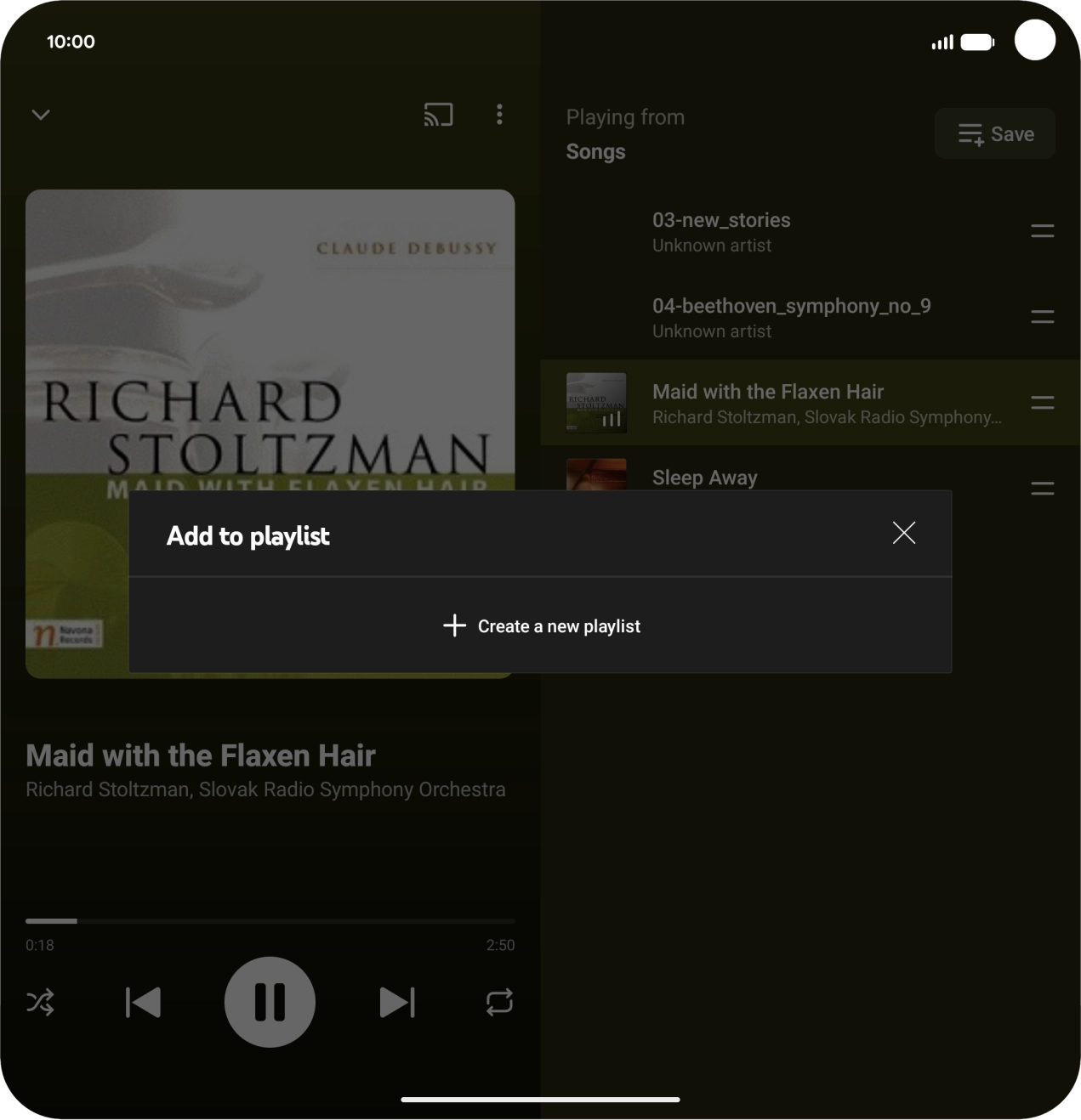 Press Create a new playlist.