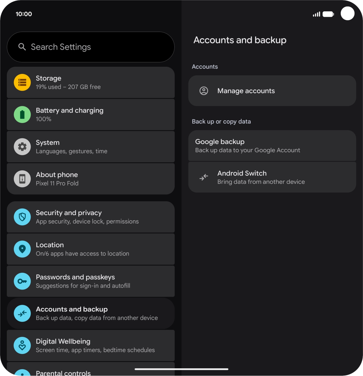 Press Manage accounts.