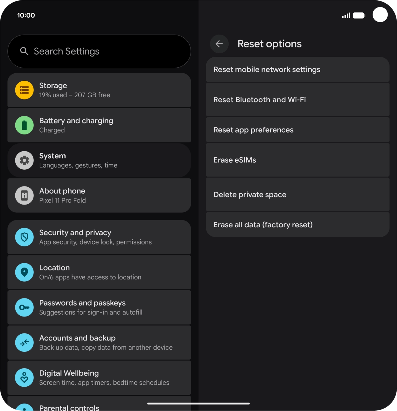 Press Erase all data (factory reset). Press Erase all data (factory reset).