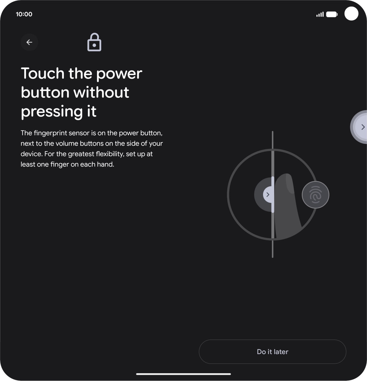 Follow the instructions on the screen to create the phone lock code using your fingerprint.