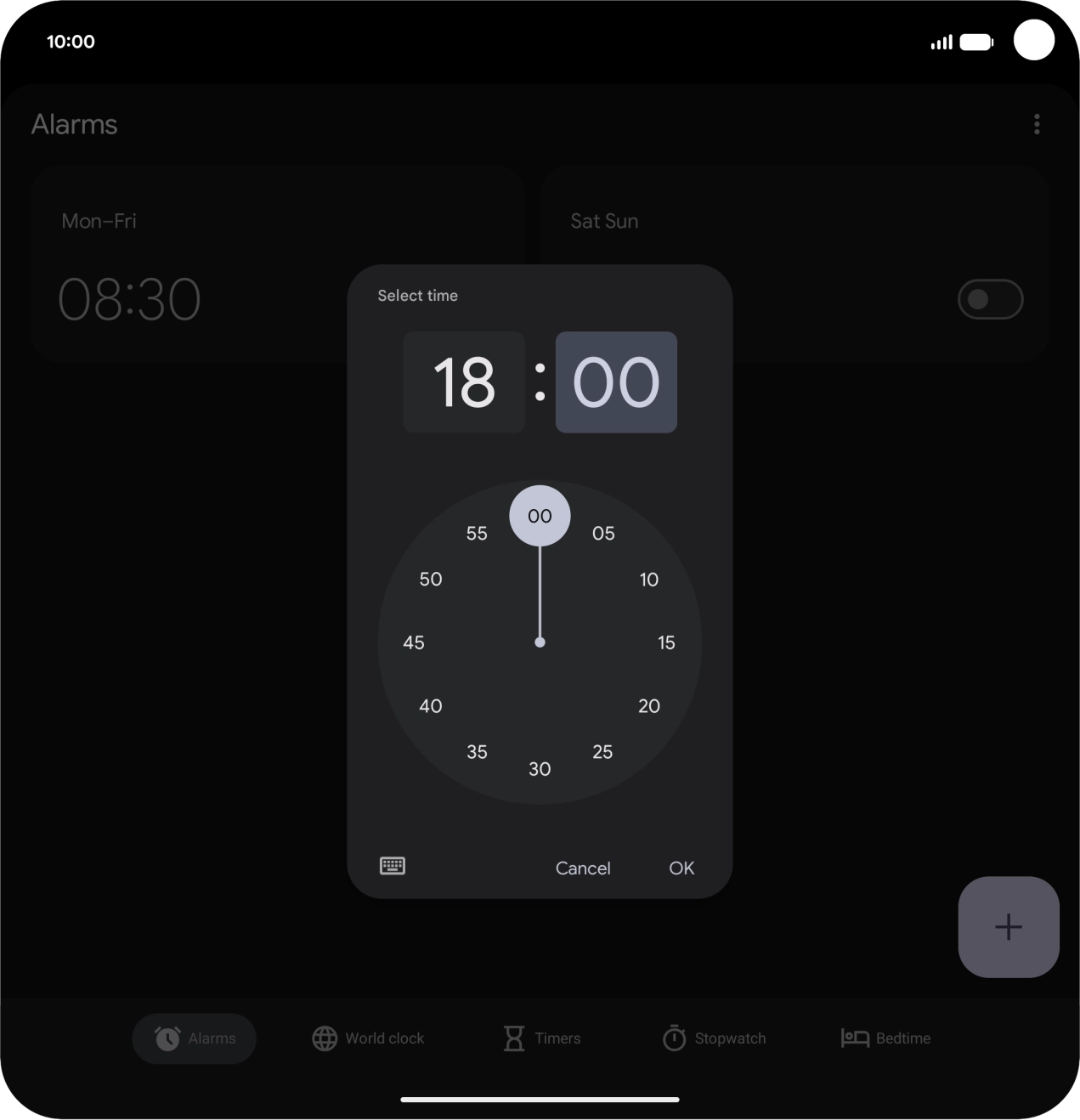 Drag the hand to the required hour and minute.