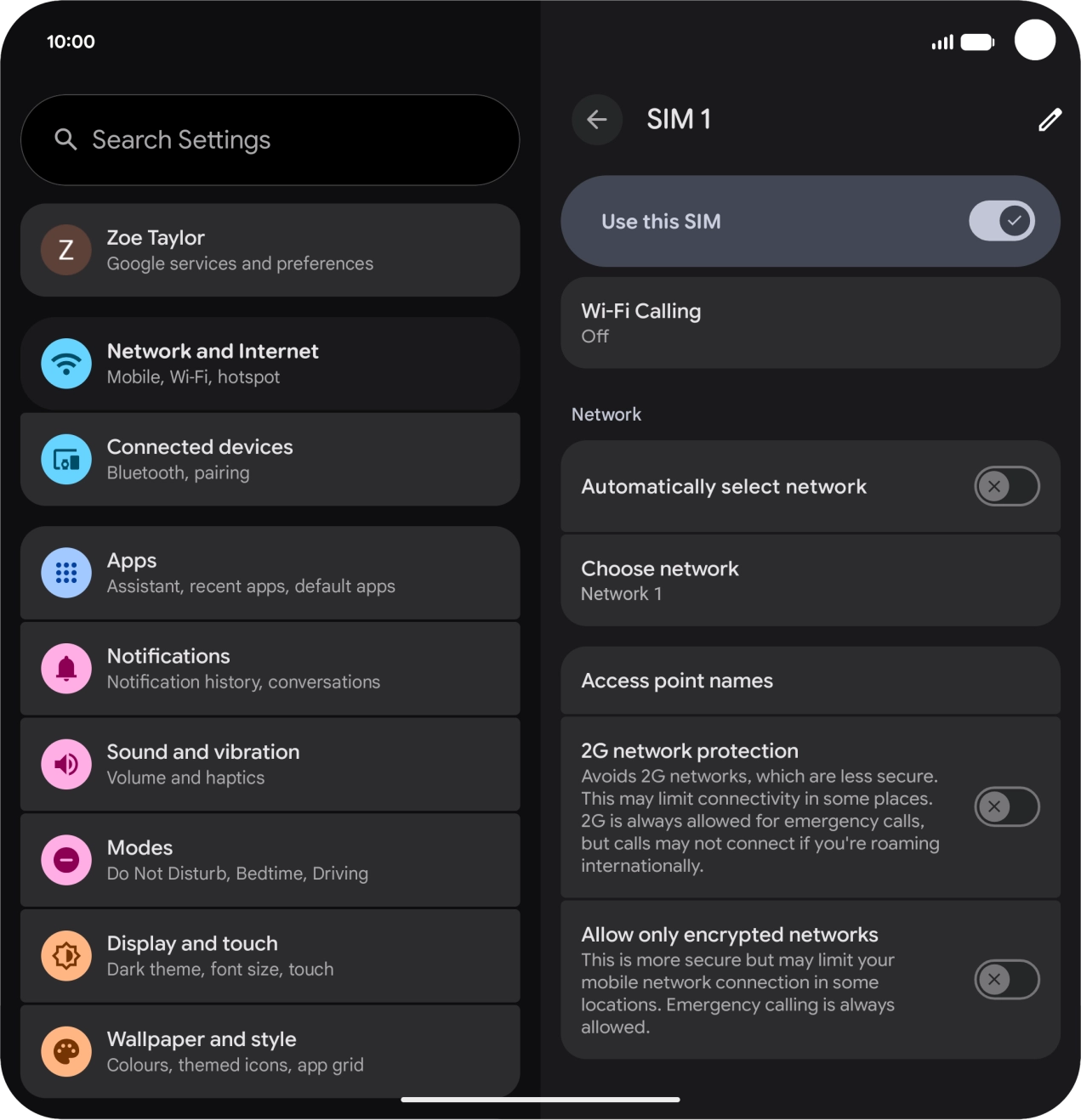 Press the indicator next to 'Automatically select network' to turn on the function. Press the indicator next to 'Automatically select network' to turn on the function.