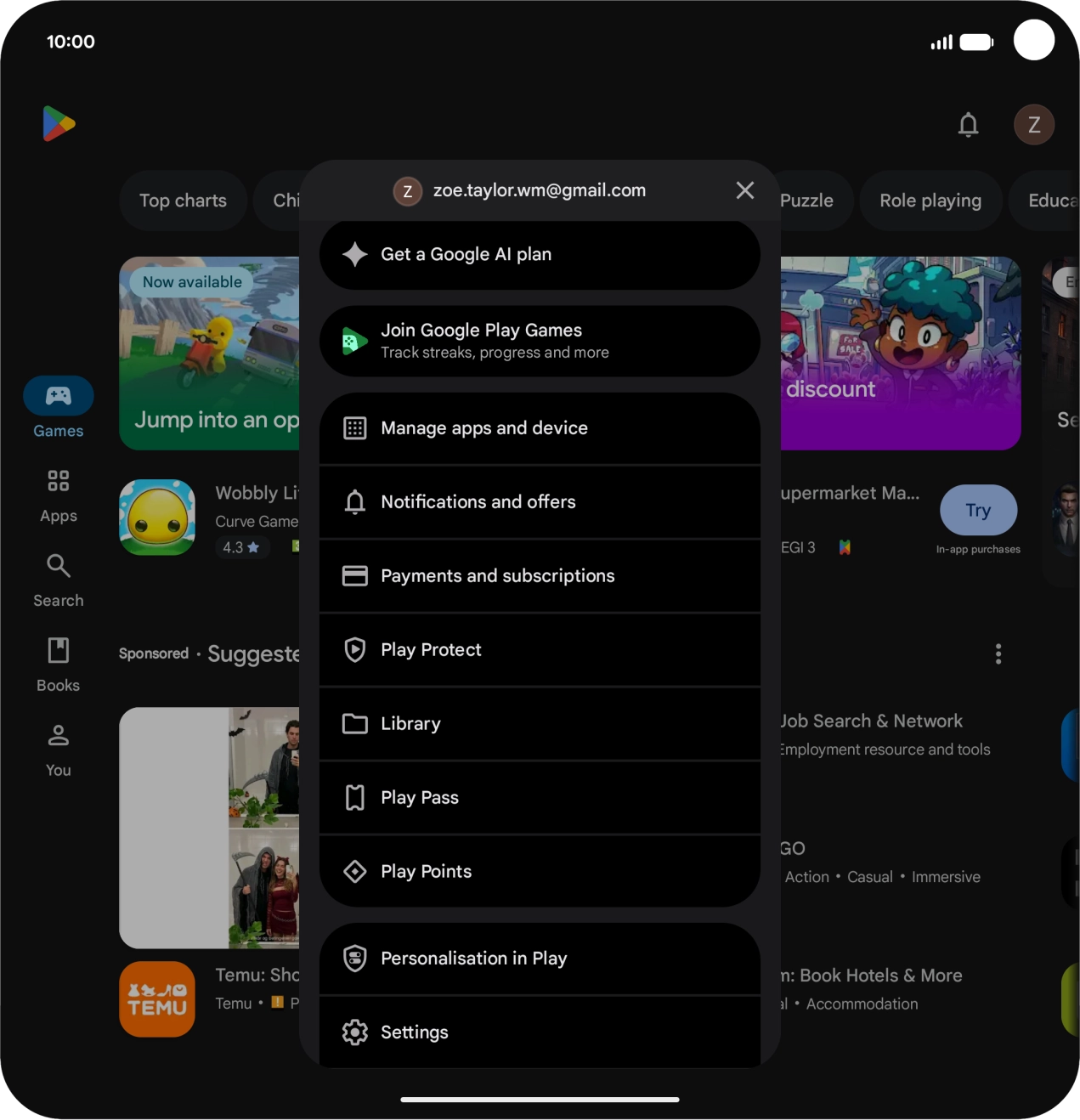Press Manage apps and device.