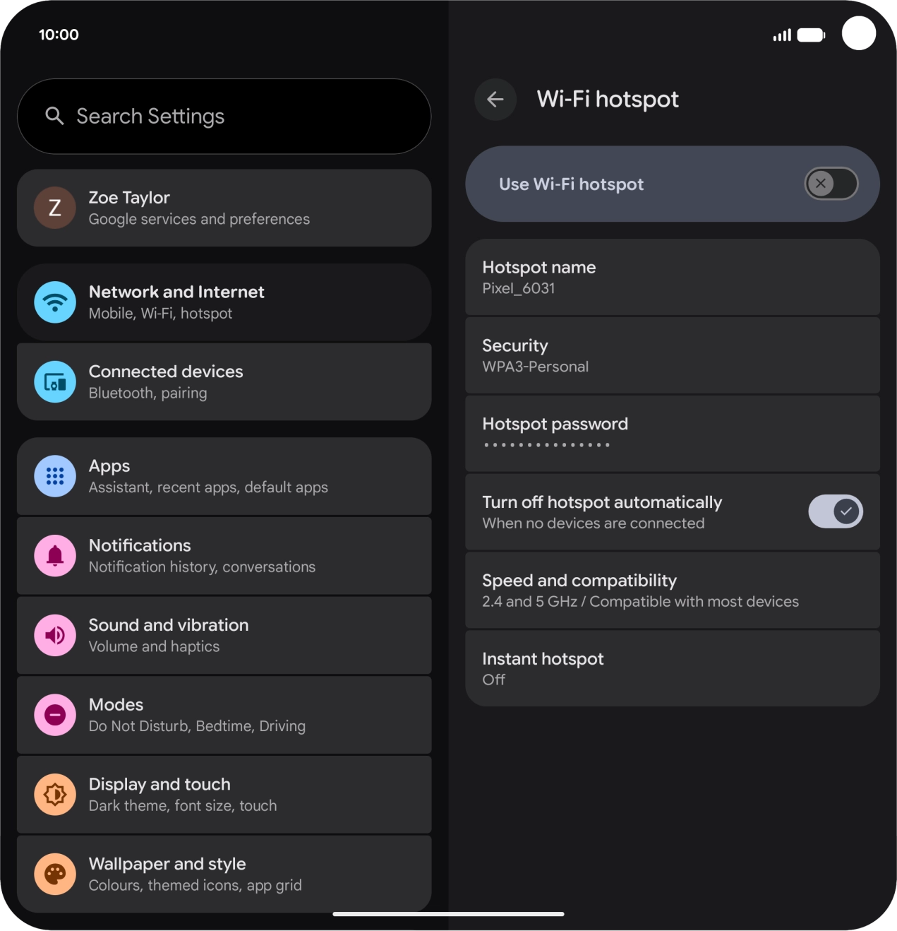 Press Hotspot password and key in the required password. Press Hotspot password and key in the required password.