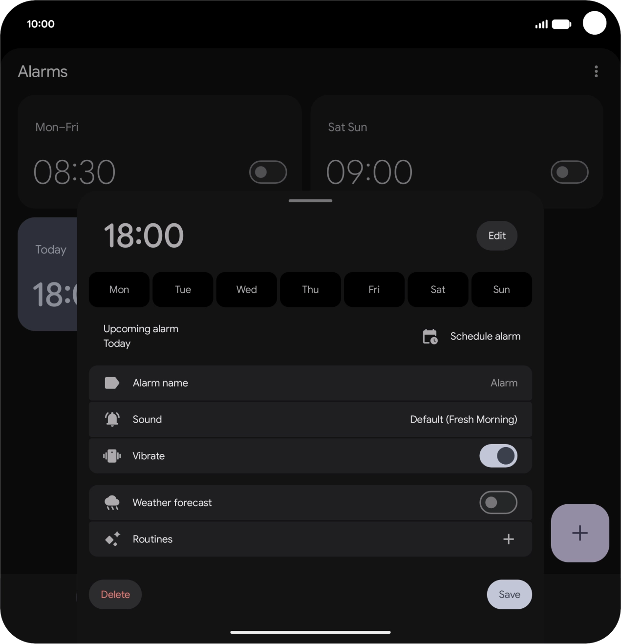 Press the required week days to select them.