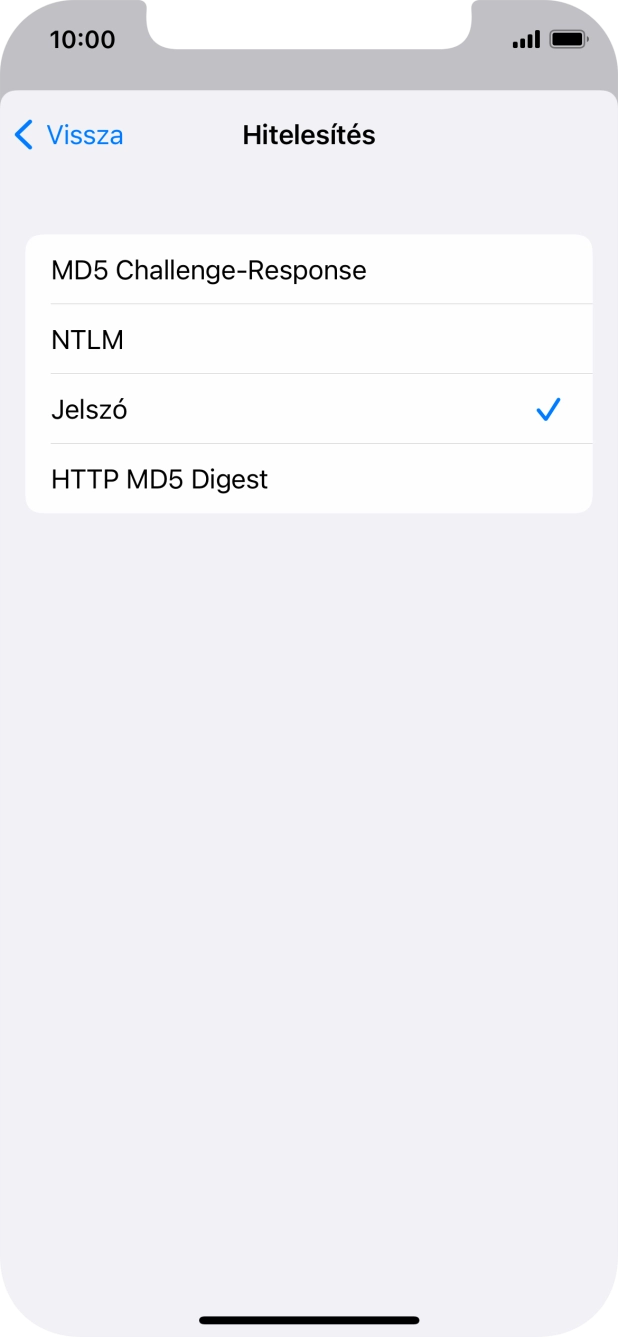 Válaszd a Jelszó lehetőséget.