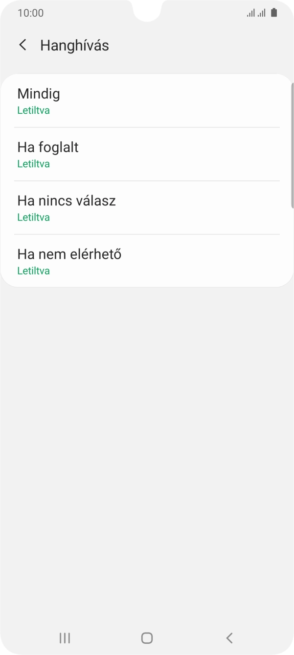 Kattints a kívánt hívásátirányítás-típusra. Kattints a kívánt hívásátirányítás-típusra.