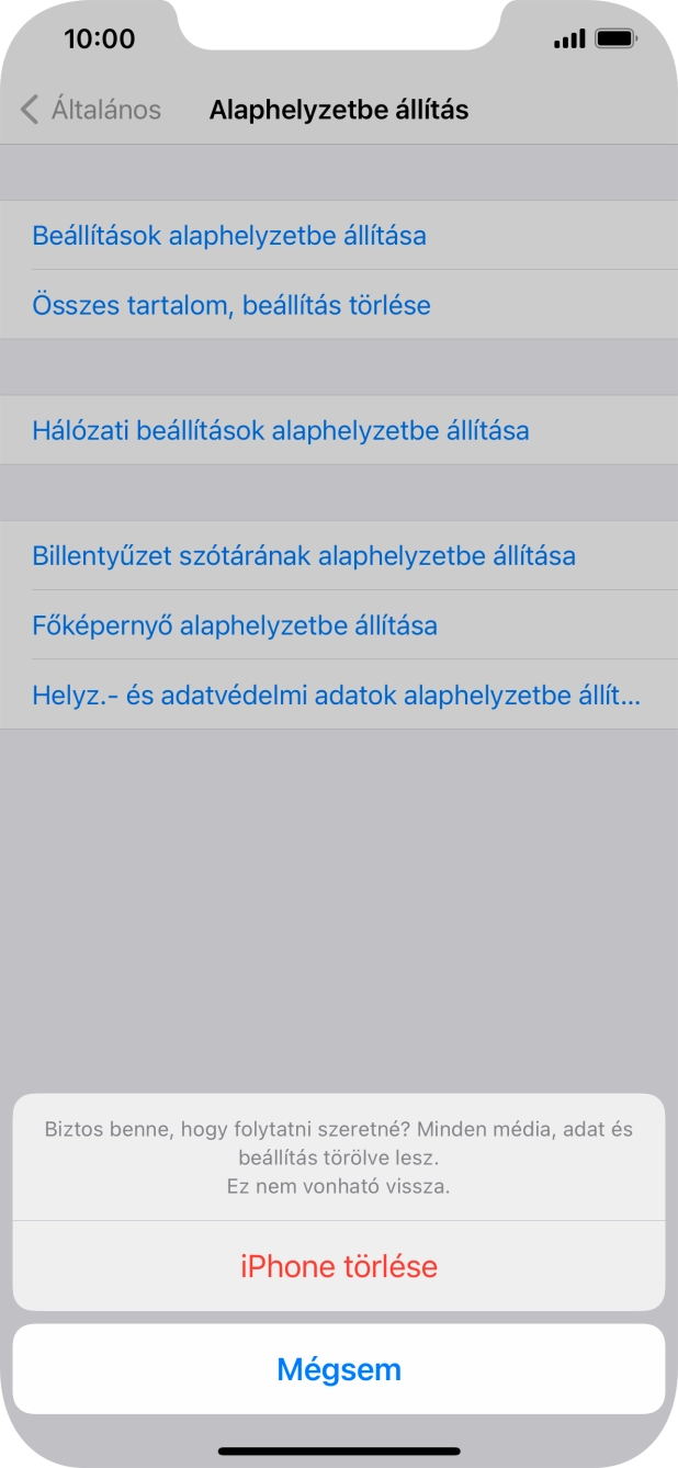Válaszd az iPhone törlése lehetőséget.
