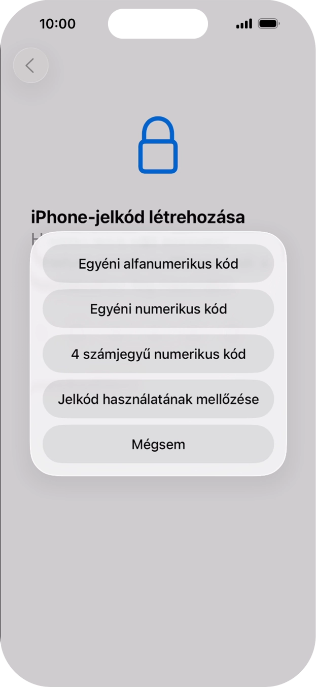 A képernyőzár használatának bekapcsolásához kövesd a képernyőn megjelenő utasításokat, vagy válaszd a Jelkód használatának mellőzése lehetőséget. A képernyőzár használatának bekapcsolásához kövesd a képernyőn megjelenő utasításokat, vagy válaszd a Jelkód használatának mellőzése lehetőséget.