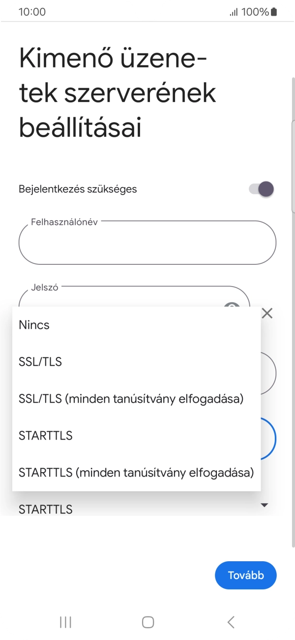Válaszd az SSL/TLS lehetőséget.