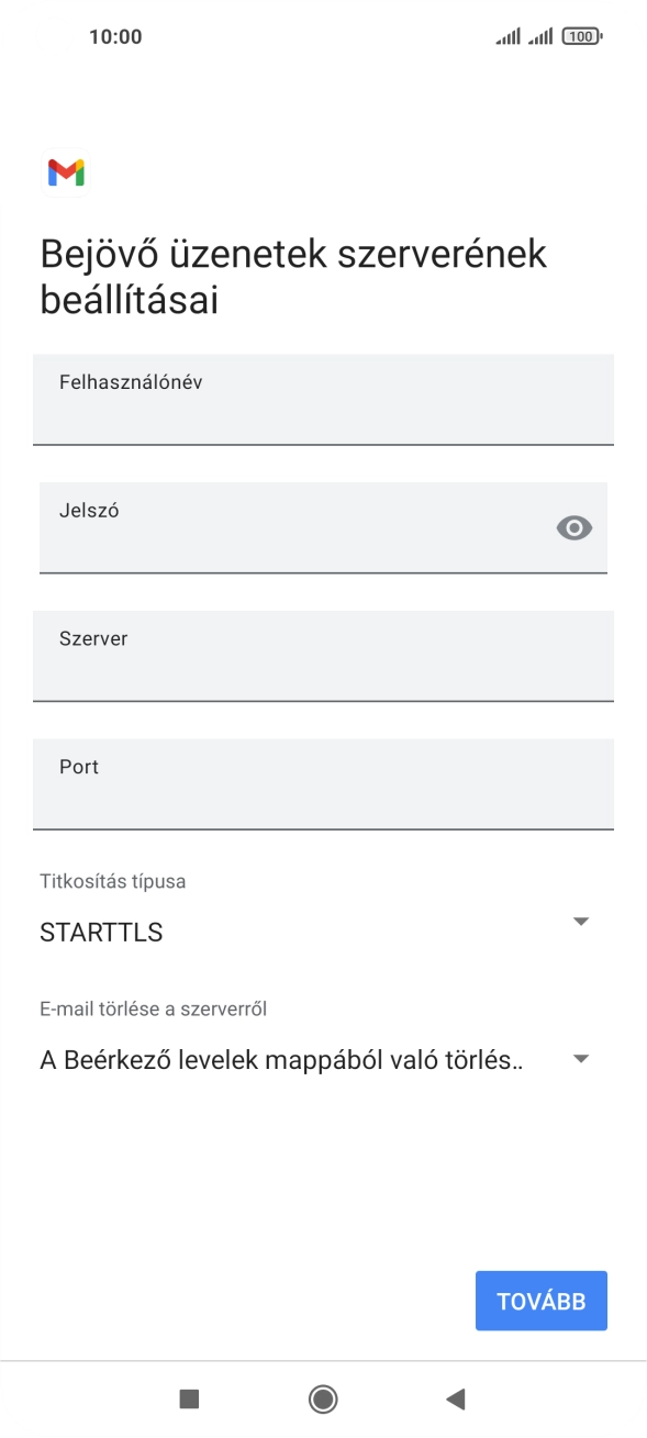 Kattints a „Felhasználónév” alatti mezőre, és írd be az e-mail-fiókodhoz tartozó felhasználónevet.