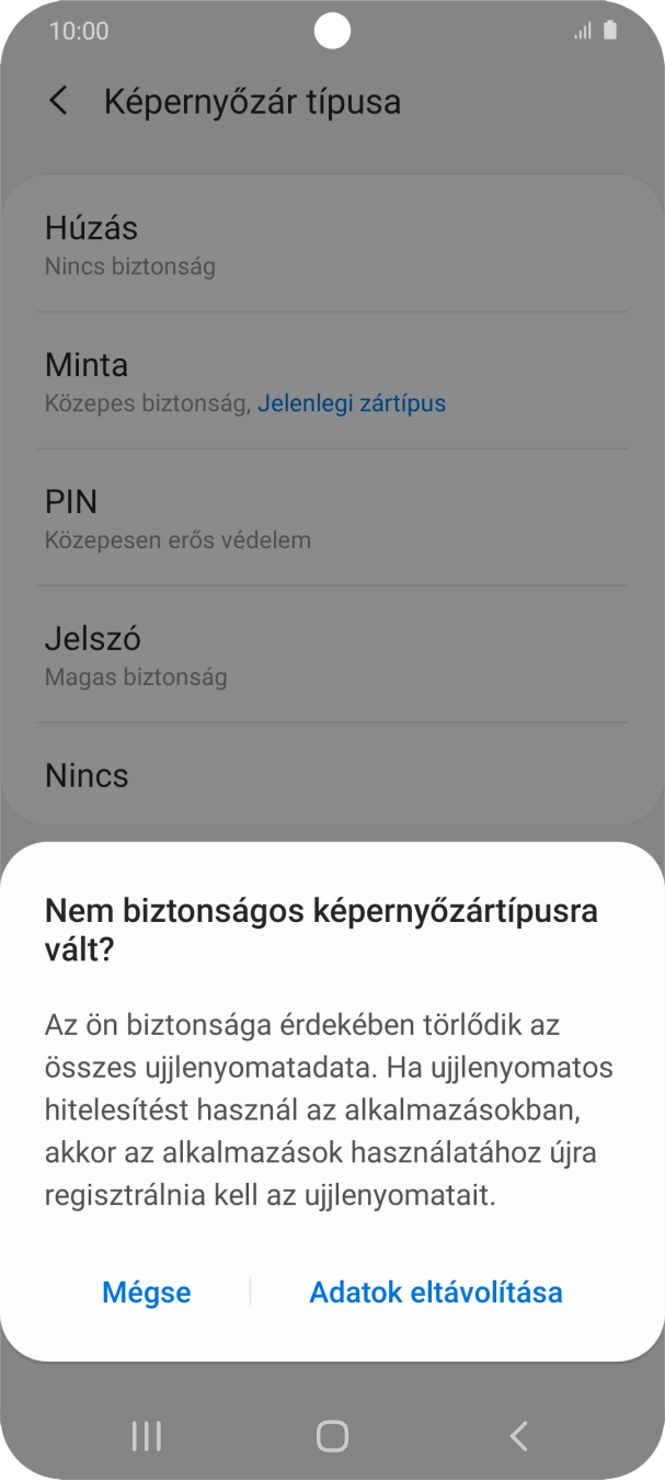 Válaszd az Adatok eltávolítása lehetőséget.