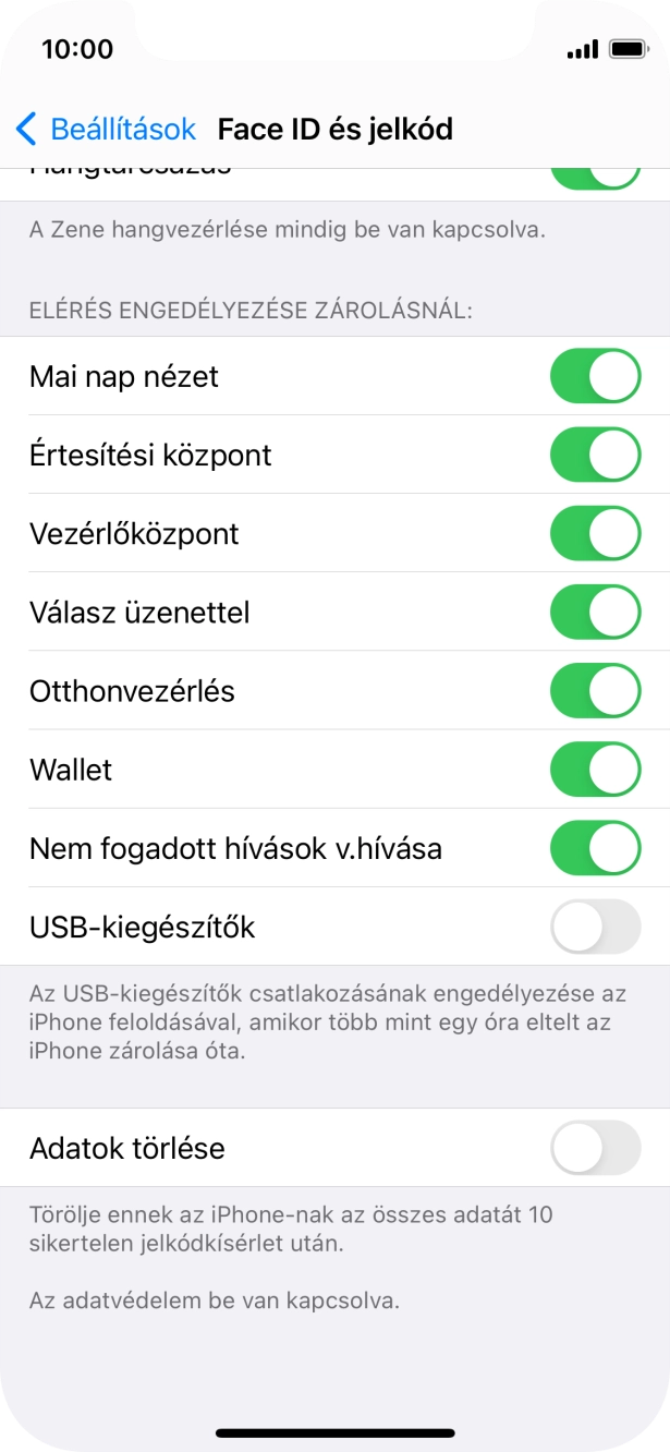 Kattints az „Adatok törlése” melletti csúszkára a funkció be- vagy kikapcsolásához.