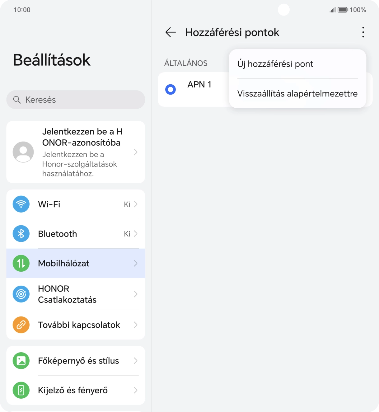 Válaszd az Új hozzáférési pont lehetőséget. Válaszd az Új hozzáférési pont lehetőséget.