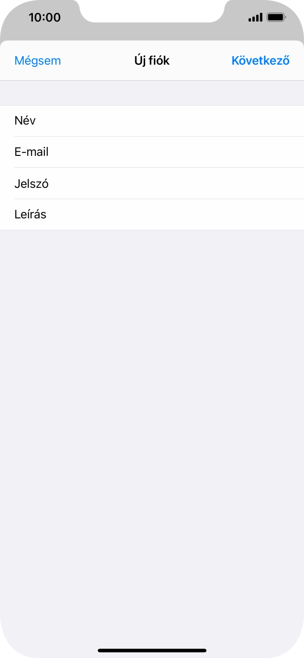 Kattints a Leírás mezőre, és írd be az e-mail-fiók kívánt nevét.