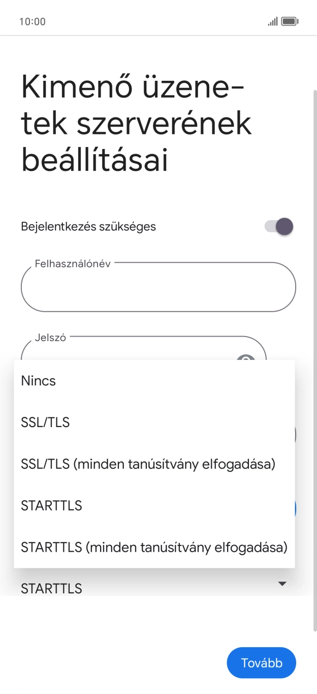 Válaszd az SSL/TLS lehetőséget.