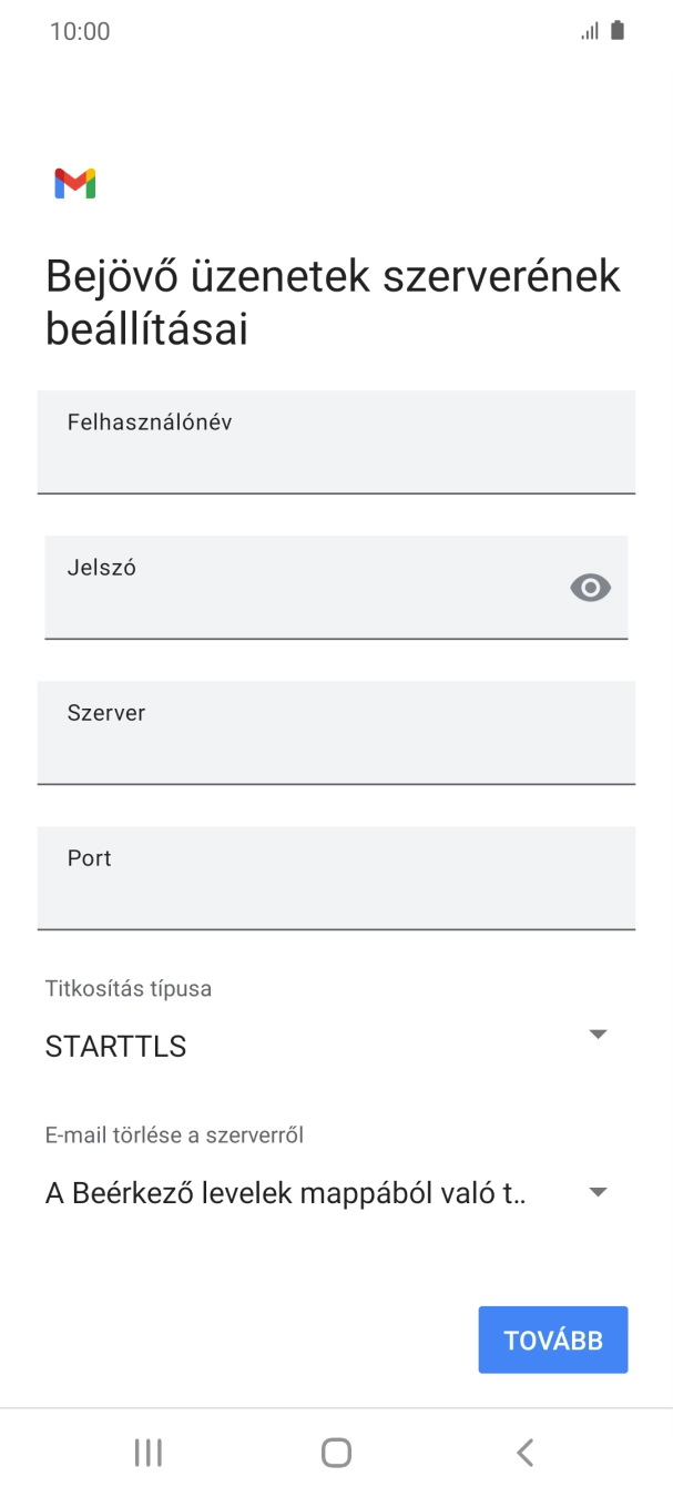 Kattints a „Felhasználónév” alatti mezőre, és írd be az e-mail-fiókodhoz tartozó felhasználónevet.